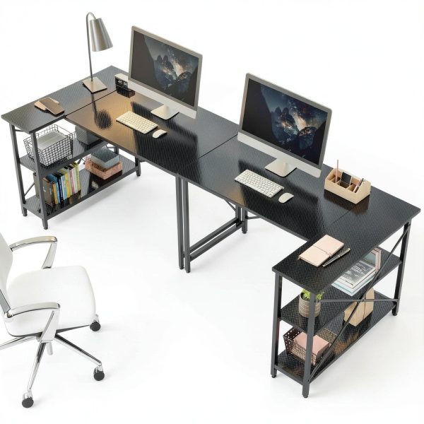 Bestier L Shaped Desk Corner Gaming Computer Desk Black-6
