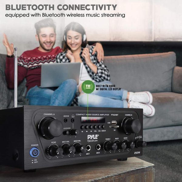 Pyle Bluetooth Stereo Receiver 250W FM Radio USB SD Card-11
