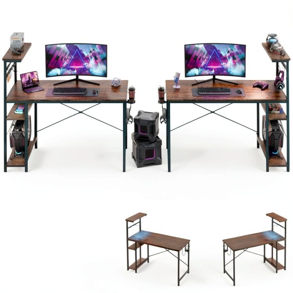 Bestier 44 Inch RGB Gaming Desk with LED Storage Shelf-3