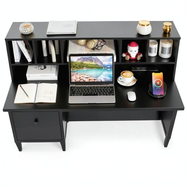 Kadyn 48 Inch Computer Desk with Drawers Power Outlets Home-4