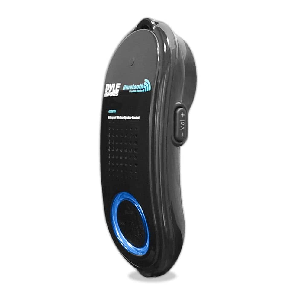 Pyle portable Bluetooth speaker in use outdoors near water