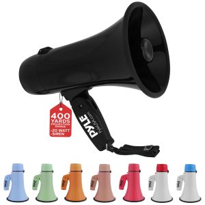 Pyle Megaphone 20W Portable Bullhorn Siren Music Record-0