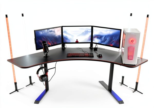 Arozzi Arena Angelo Gaming Desk Curved Ergonomic Black-4