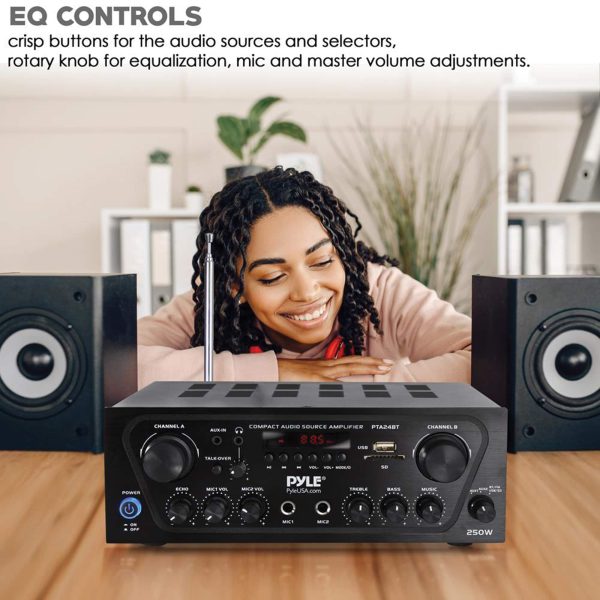 Pyle Bluetooth Stereo Receiver 250W FM Radio USB SD Card-8