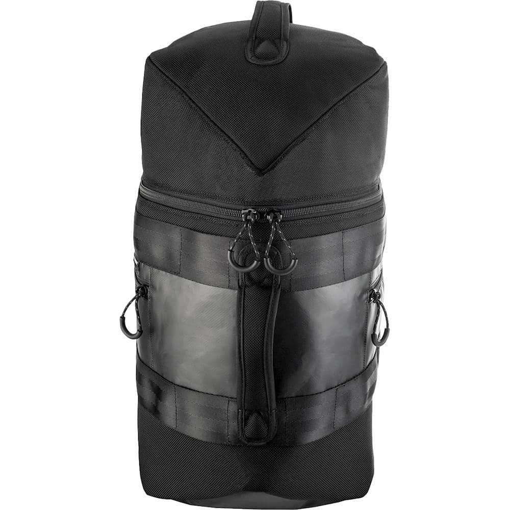 'S1 Pro backpack with Bose system loaded, showing compartments and straps'