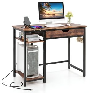 Kadyn Computer Desk Charging Station Drawer Adjustable Shelf-0