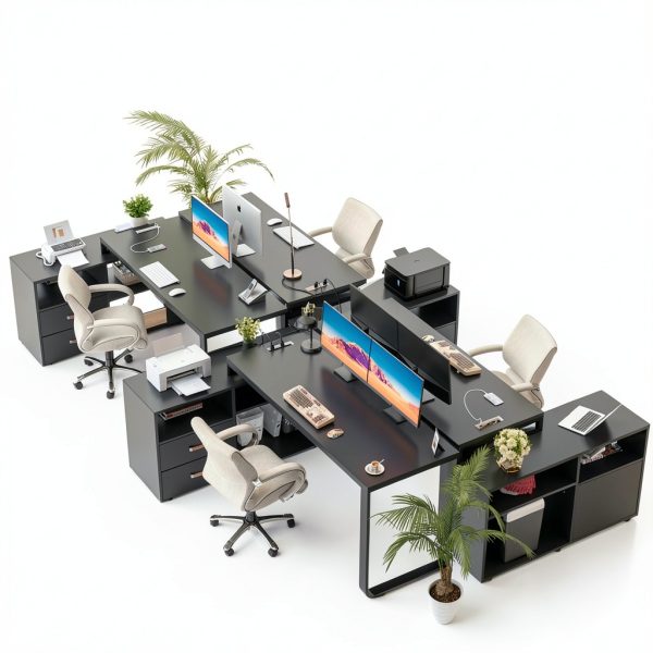 Aheaplus L Shaped Computer Desk with Power Outlets LED-2