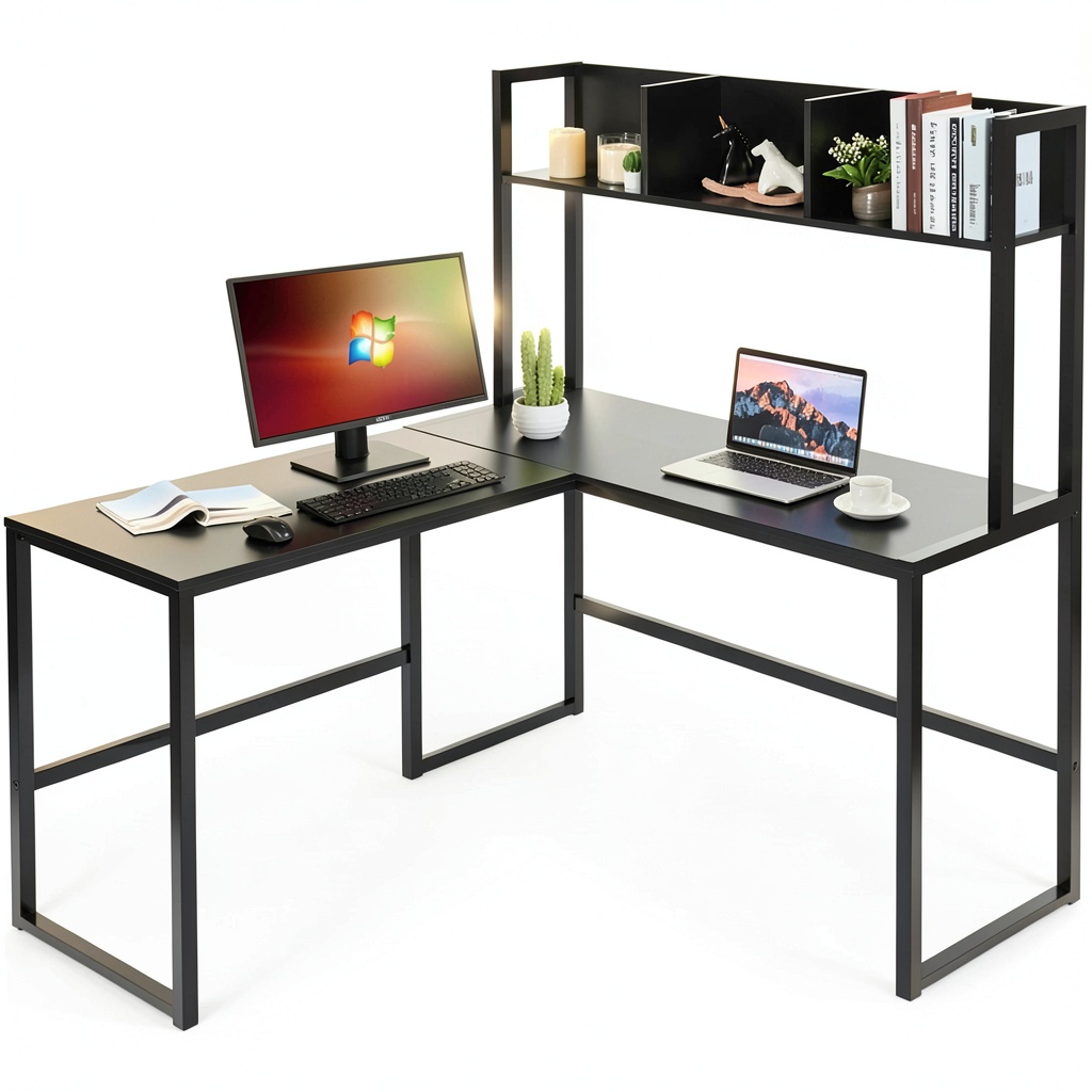 Kadyn L-shaped desk setup in a home office