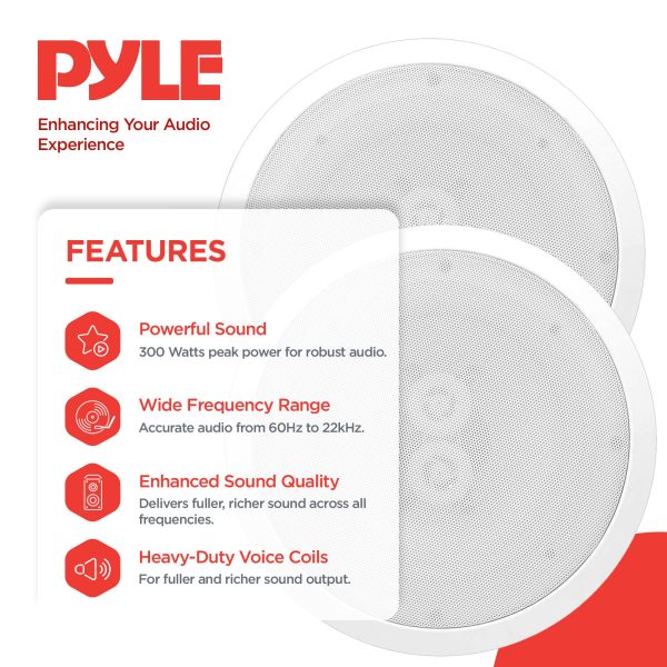 Pyle 6.5 Inch 300W In Ceiling Outdoor Speaker Waterproof-1