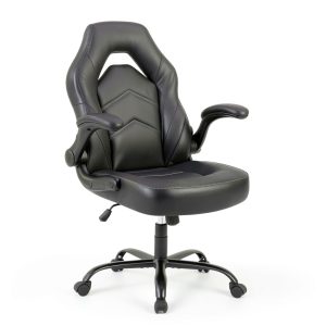 Sweet Gaming Chair Ergonomic PU Leather Flip Armrests Black-0