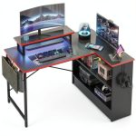 Bestier 42 Inch L Shaped Gaming Desk with Monitor Stand-0