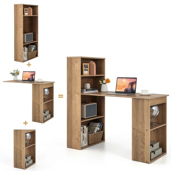 Kadyn Computer Desk with Bookshelf Storage Home Office-6