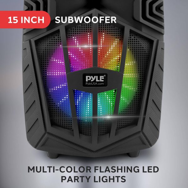 Pyle 1680W Bluetooth PA Speaker Portable DJ Party Lights-4