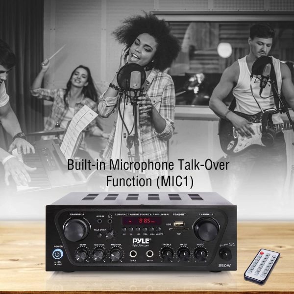 Pyle Bluetooth Stereo Receiver 250W FM Radio USB SD Card-10