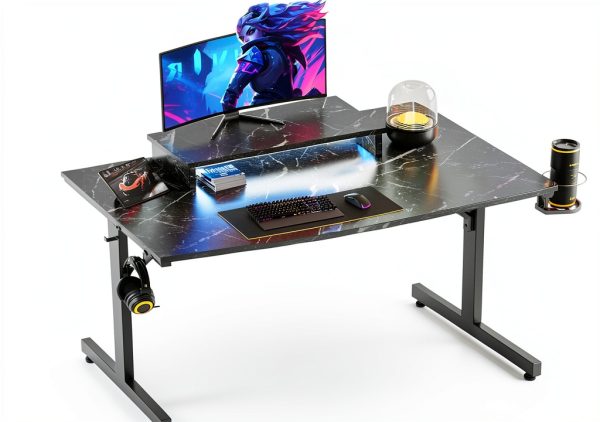 Bestier Gaming Desk RGB Lights Ergonomic Monitor Stand-0