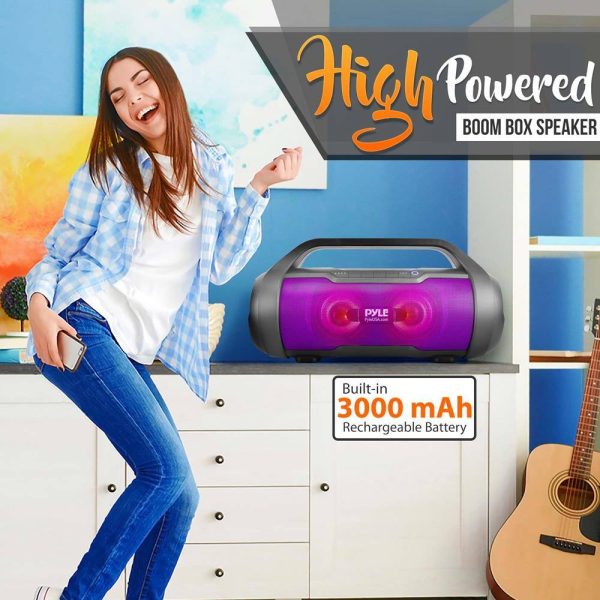 Pyle Bluetooth Speaker Waterproof Portable Boombox Stereo-4