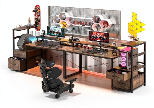 Aheaplus Gaming Desk LED Power Outlet Reversible Design-5