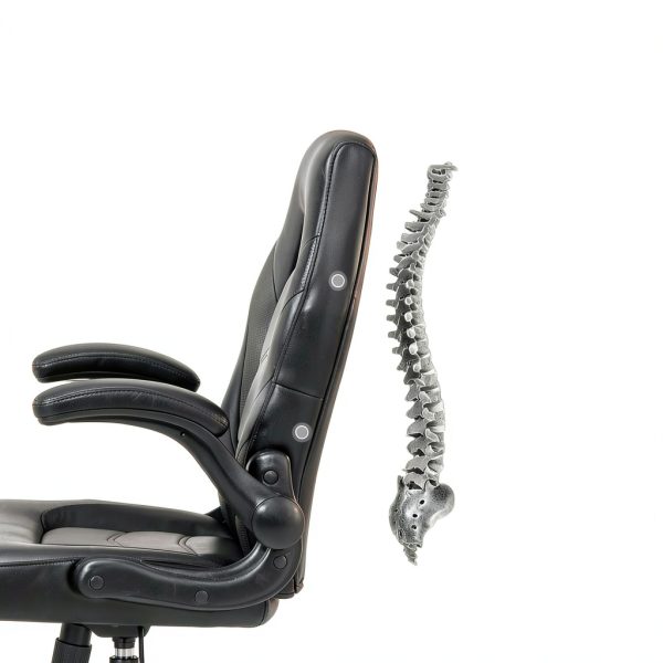 Sweet Gaming Chair Ergonomic PU Leather Flip Armrests Black-3