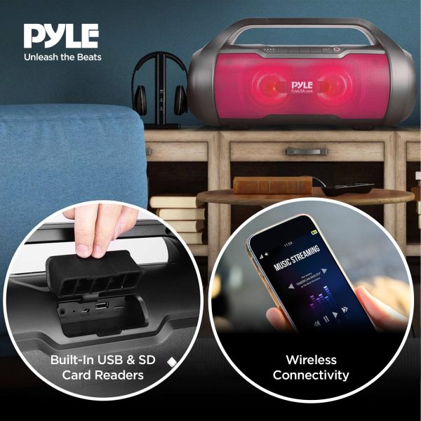 Pyle Bluetooth Speaker Waterproof Portable Boombox Stereo-3