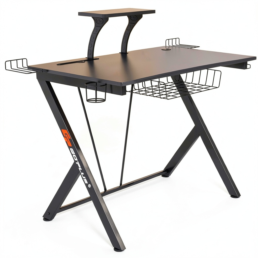 Gymax Gaming Desk with headphone hook and cup holder in a home office