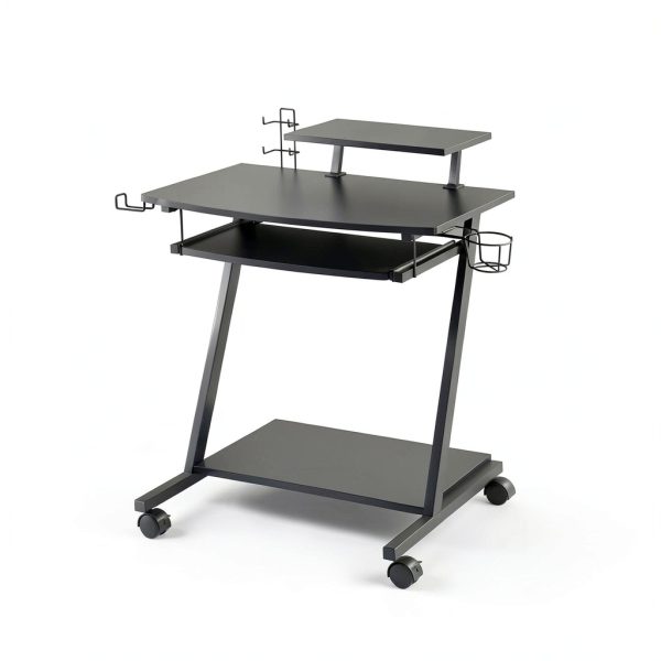 GOODSILO Gaming Desk with Keyboard Tray Storage Shelf Black-7