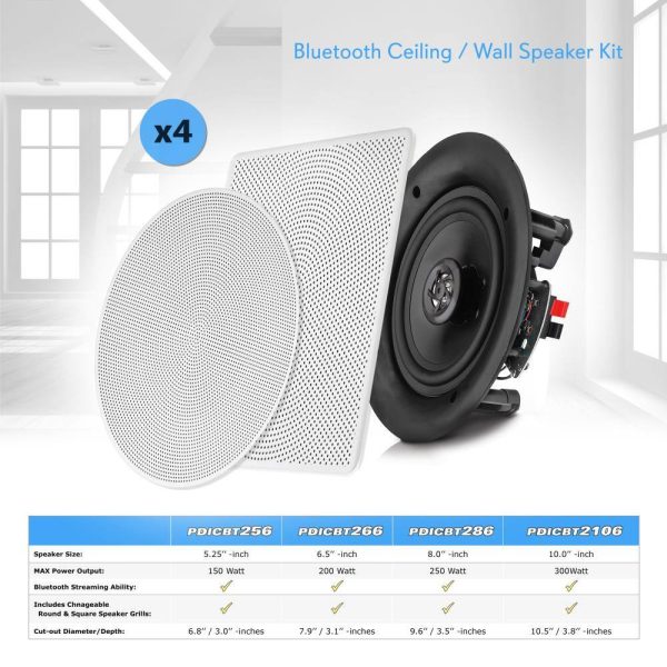 Pyle 8 Inch Bluetooth Ceiling Speakers Wireless Home Audio-6