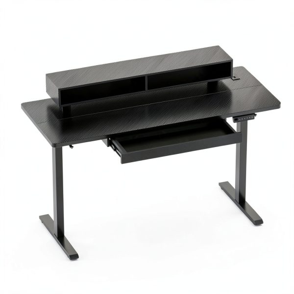 GTPlayer Electric Standing Desk with LED Lights and Drawers-7