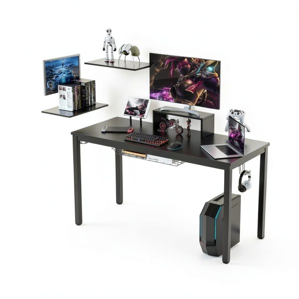 Costway Gaming Desk Cup Holder Headphone Hook 55 Wide Black-3