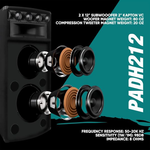 Pyle PA Speaker Bluetooth Portable Heavy Duty MDF Cabinet-4