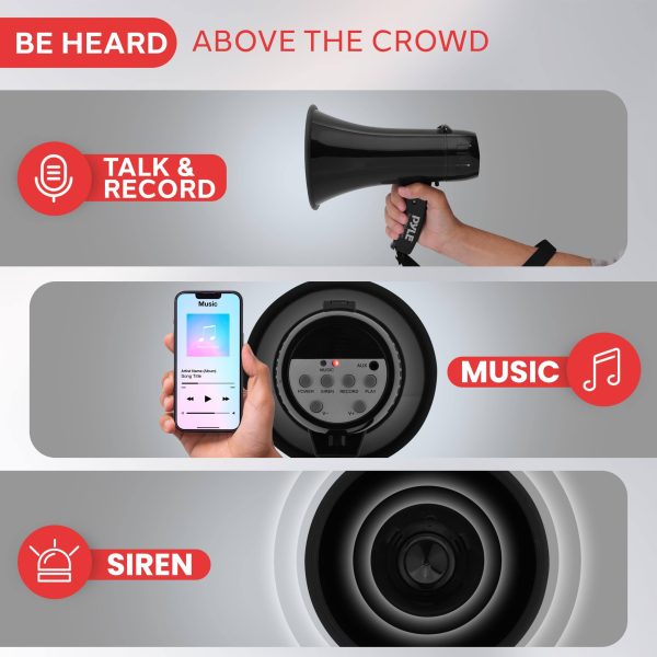 Pyle Megaphone 20W Portable Bullhorn Siren Music Record-2