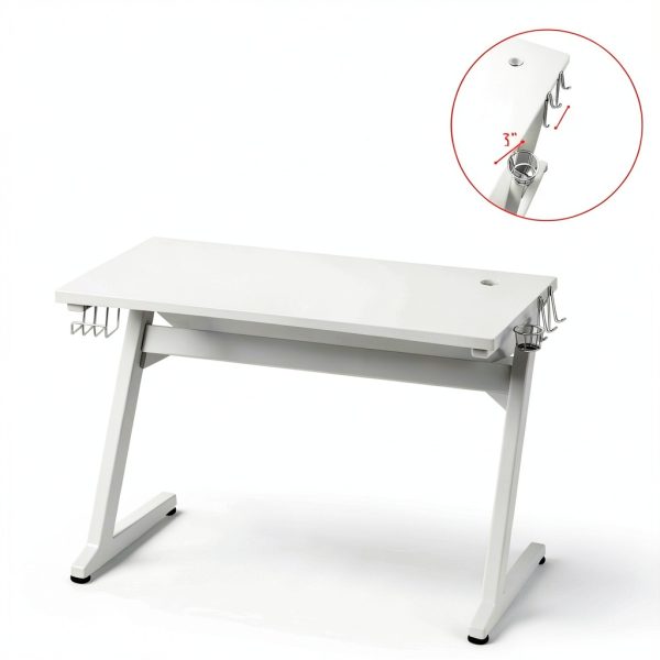 Costway Gaming Desk with Cup Holder Mousepad Black Z Frame-2