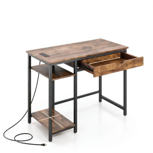 Kadyn Computer Desk Charging Station Drawer Adjustable Shelf-5
