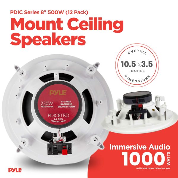 Pyle 8 Inch 500W 2 Way In Wall Ceiling Home Speakers-9