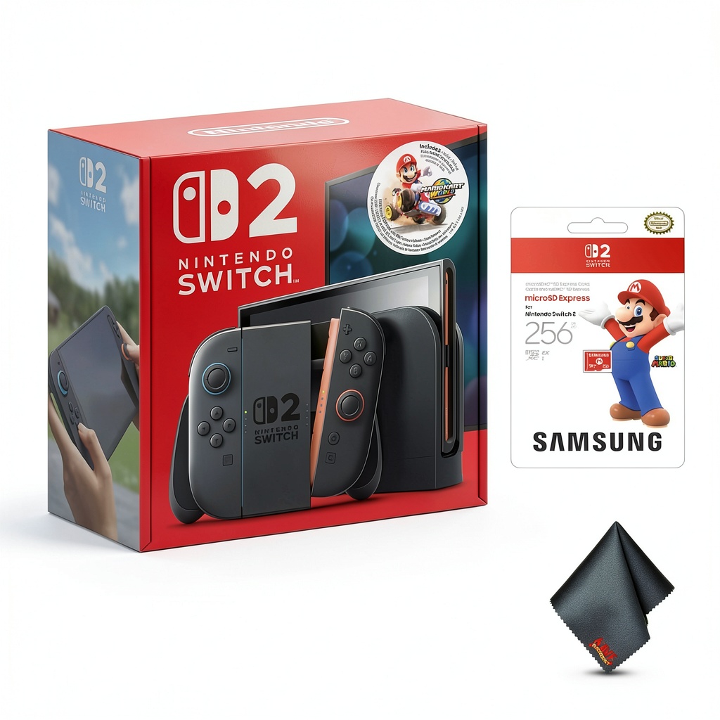 Nintendo Switch 2 Console Bundle with Mario Kart World and memory card