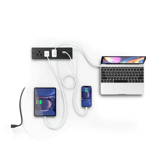 Aheaplus L Shaped Desk with Charging Station LED Lights-3