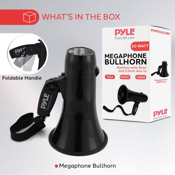 Pyle Megaphone 20W Portable Bullhorn Siren Music Record-5