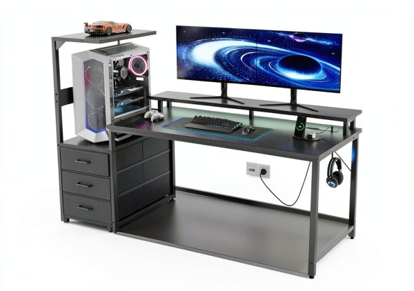 AODK Reversible Gaming Desk LED Lights Charging Station-6