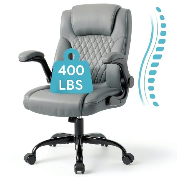 Brick Attic Office Chair Ergonomic PU Leather Flip Up-0