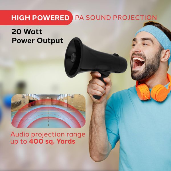 Pyle Megaphone 20W Portable Bullhorn Siren Music Record-1