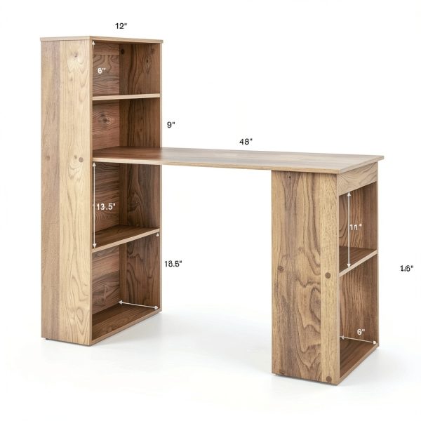 Kadyn Computer Desk with Bookshelf Storage Home Office-3