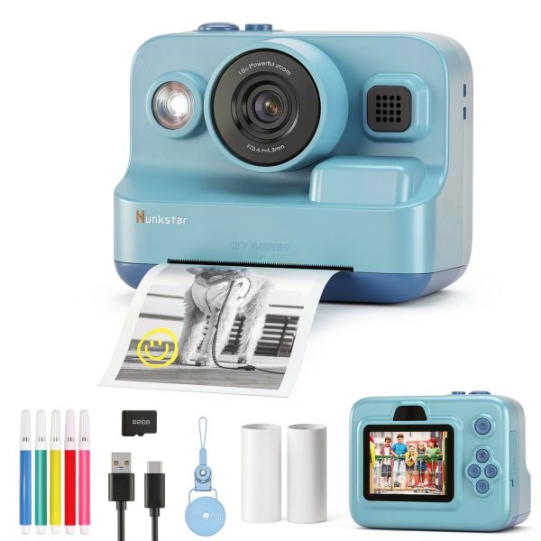 Hunkstar Kids Camera Instant Print Dual Lens 1080P HD Blue-0