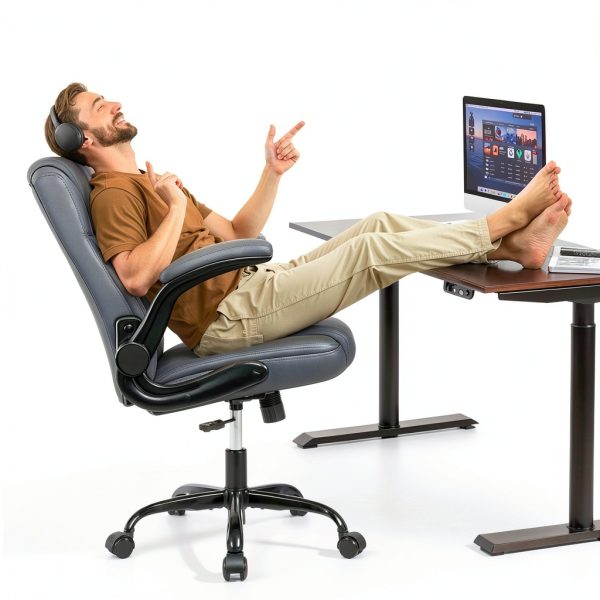 Brick Attic Office Chair Ergonomic PU Leather Flip Up-7