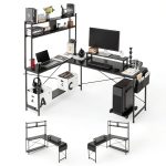 VEVOR L Shaped Desk Reversible Corner Gaming Workstation-0