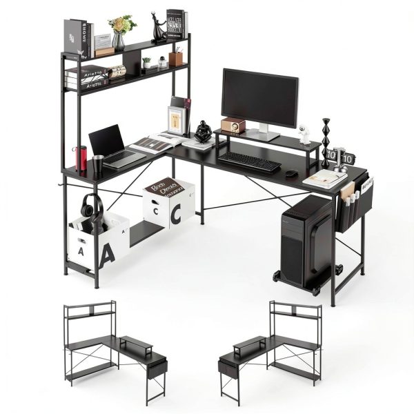 VEVOR L Shaped Desk Reversible Corner Gaming Workstation-0