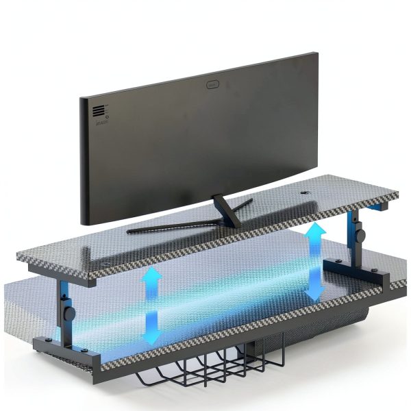 Koligey Gaming Desk with LED Power Outlet L Shaped Computer-4