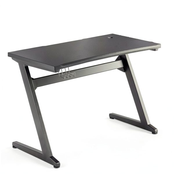 Costway Gaming Desk with Cup Holder Mousepad Black Z Frame-9