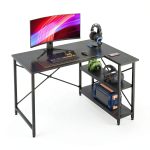 Bestier L Shaped Desk Corner Gaming Computer Desk Black-0