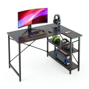 Bestier L Shaped Desk Corner Gaming Computer Desk Black-0