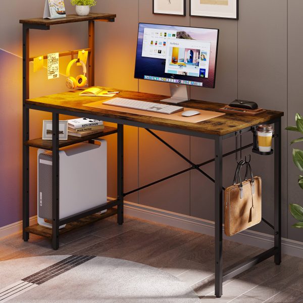 Bestier 44 Inch RGB Gaming Desk with LED Storage Shelf-1