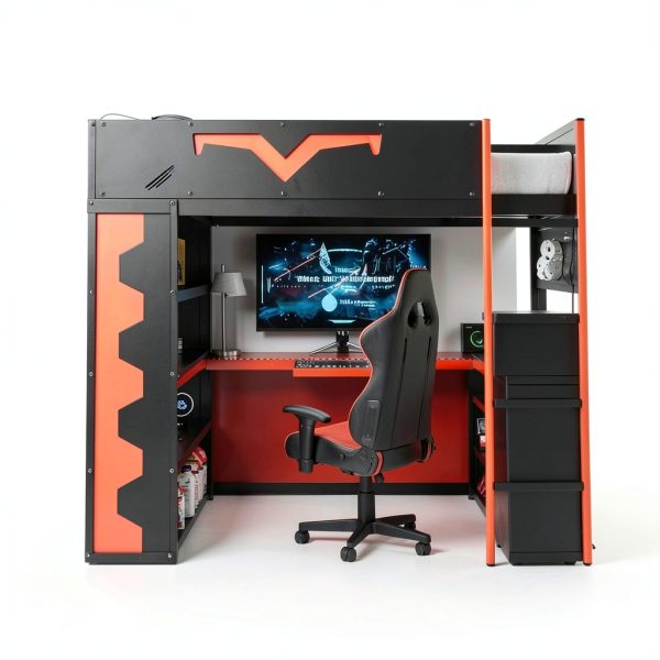 Anysun Gaming Loft Bed with Desk RGB Lights Storage Pro-2